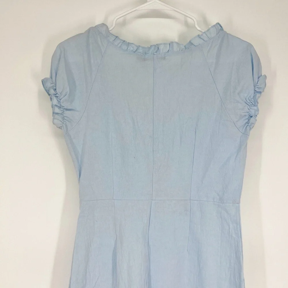 Nasty Gal Dress Chambray Lace Up Mini Short Sleeve - Picture 10 of 11